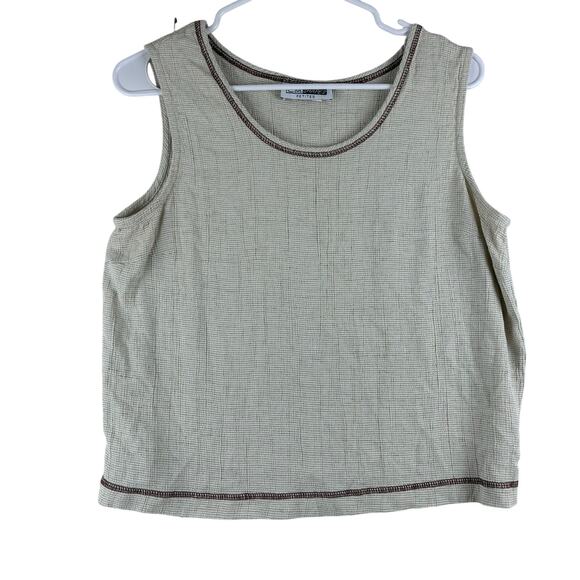 Vintage CM Shapes Crop Tank Women's Large Rayon Acetate Flax Blend Breathable - Picture 1 of 7